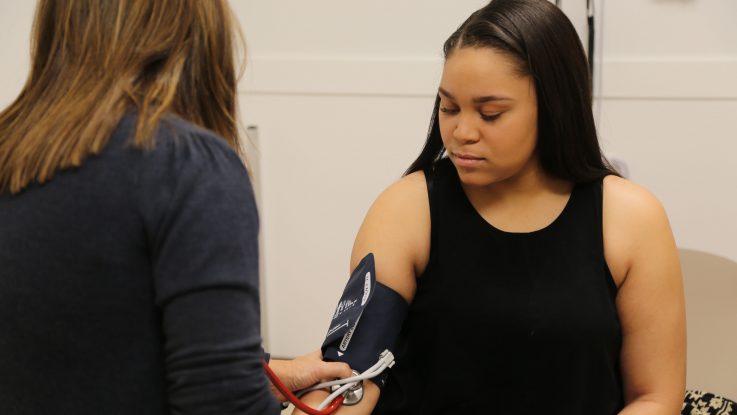 Leayre Sessley, 20, has a follow-up appointment at Nationwide Children’s Hospital Center for Healthy Weight and Nutrition six months after having a sleeve gastrectomy. Since her surgery, she has lost 70 pounds and is no longer pre-diabetic.